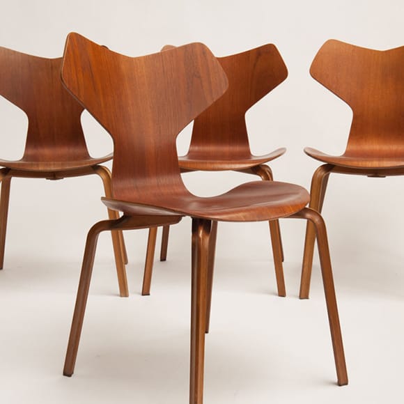 Grand Prix Chair, Model 4130 in Teak, Set of 4